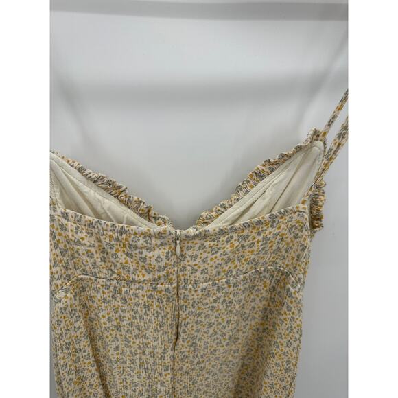 Papermoon Womens Yellow Microfloral Babydoll Mini Dress Size M Feminine Dainty - Picture 6 of 9